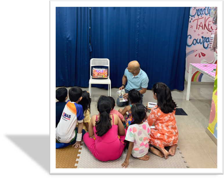 Cyber Ved Kids book reading with children in Mumbai